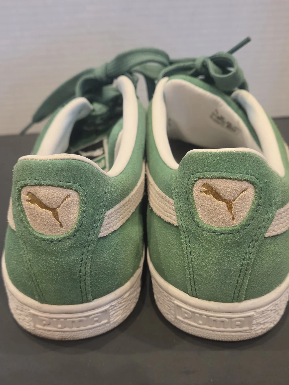 Puma Mens Green Suede Sneakers with White Formstripe